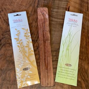 Wood Incense Burner & Myrrh Lemongrass Incense